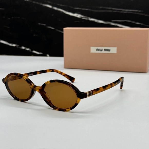 Miu Miu Accessories - Miu Miu Tortoiseshell Oval Sunglasses with Brown Lenses